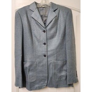 Belvest Women's Blue 3 Button Jacket  Wool Silk Blend Shell, Rayon Lining Sz 8